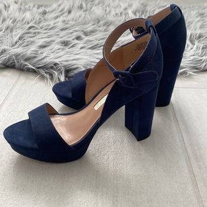 Audrey Brooke Navy Platform Heels Size 6 Anklet Strap